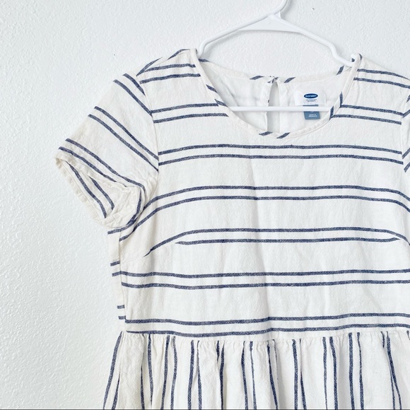 Old Navy XS Striped Linen Blend Fit & Flare Swing Boho Side Zip Dress - Picture 3 of 8